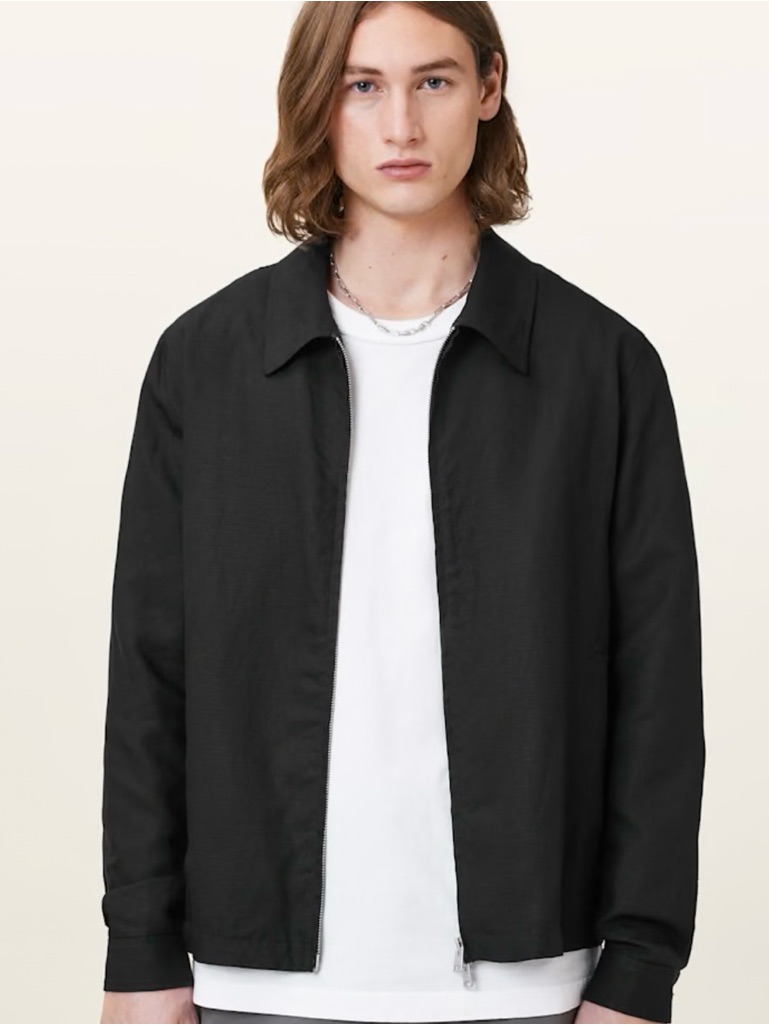 All Saints Bradner Black Lightweight Zip Jacket